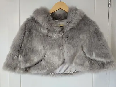 BRAND NEW Coast Grey Fur Shrug Shawl Bolero - One Size • £9.99