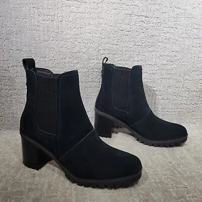 Ugg Hazel Womens Size 11 Black Suede Waterproof Block Heel Chelsea Boots 1103766 • $89.99