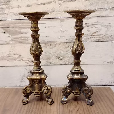 Set 2 Vintage Italian Bronze Baroque Church Altar Candlesticks Candle Holder 8  • $49.95