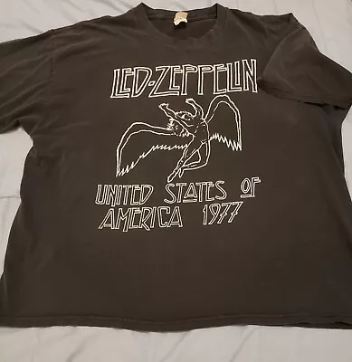 Vintage Led Zeppelin T-shirt Size 2x Black United States Of America 1977 Alstyle • $29.99