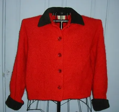 Vintage Weave Of The Irish Red & Black Boucle Wool Jacket - Ireland Size S • $34.50