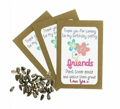 £1.99 • Buy Personalised Birthday Girl Party Bag Favours | Sunflower Seed Packet Envelopes 