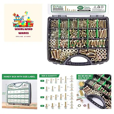 907pcs Grade 8.8 Metric Bolt Assortment M4 M5 M6 M8 Heavy Duty Bolts And Nut... • $62.99