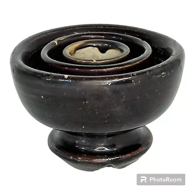 Large Heavy Duty Vintage Drip Brown Ceramic Electrical Insulator 4.5  Base • $14.44