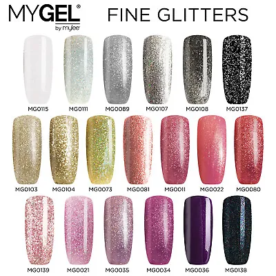 Mylee MYGEL UV LED Soak-Off Fine Glitter Gel Nail Polish Colour Manicure 10ml • £8.99