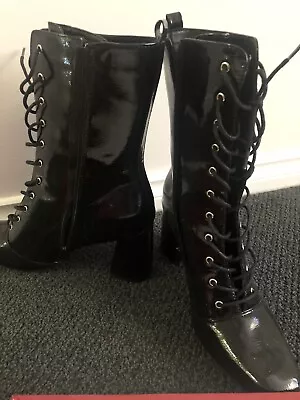 Glamourous Lace Up/ZipMid Length Boots - New In Original Box -Size UK8 -RRP $150 • $58