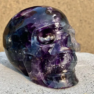 3.03LB Natural Colourful Fluorite Hand Carved Crystal Skull Meditation • $0.99