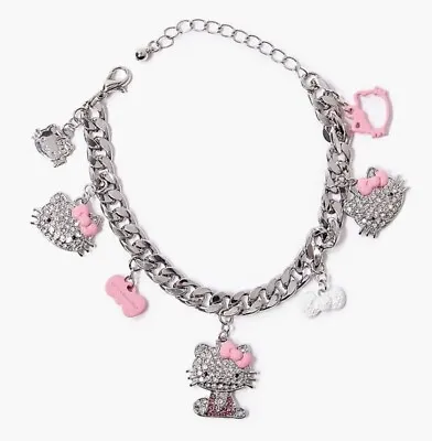 Forever 21 X Hello Kitty Silver Bling Enamel Charm BraceletFast Shipping✨KAWAII • $42.14