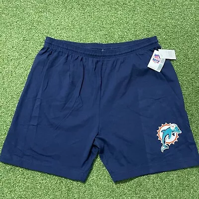 Miami Dolphins Vtg 00s Y2k Cotton Shorts Mens XL X Large NFL Blue Pockets NWT • $24.99