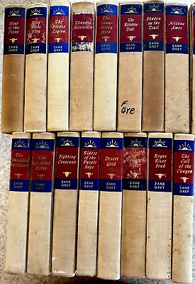 Lot Of 16 ZANE GREY Vintage Western Books Walter Black Hardcovers 1953 Editions • $16