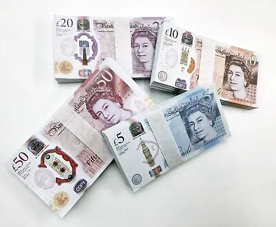 4 X Stacks Of 100 UK Pound Pro P Money £5 £10 £20 & £50 - 400 Notes • $39