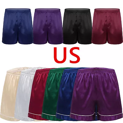 US Freebily Mens Smooth Pajamas Bottoms Elastic Waist Sleep Shorts Loungewear • $8.14