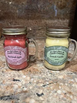 2  Candles French Vanilla & Macintosh 13 Oz Mason Jar By Our Own Candle Company • $28.99