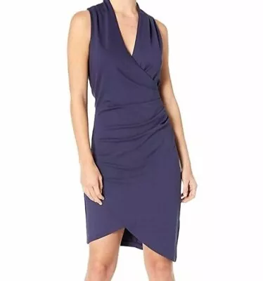 Nicole Miller Ponte Stefanie Navy Sleeveless Asymmetrical Dress Size S New • $35.99