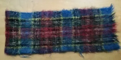 Vintage Hand-Woven Blue Plaid Mohair Wool Scarf McBeth Plaid • $20