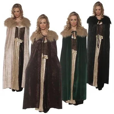 Medieval Cape Costume Adult Renaissance Fur Trimmed Fancy Dress • $25.63