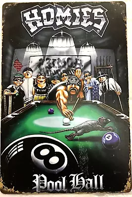 TIN SIGN New 8x12 Pool Hall Table Rat Funny Homies Gangs Game Room Man Cave C5 • $11.99