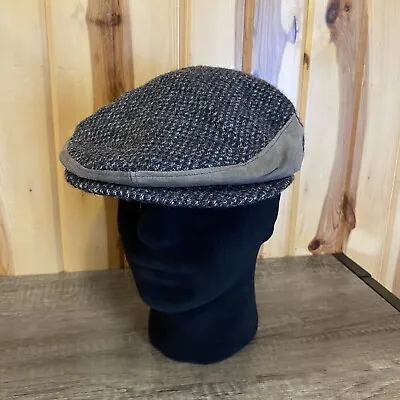 Vintage Dobbs Cap Mens Large Gray Tweed Newsboy Hat Wool USA Peaky • $14.95