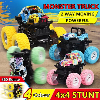 Monster Truck 4WD Kids Model Buggy 4x4 Crawler Stunt Pull Back Diecast Car Toy • $13.95