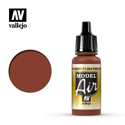 Vallejo Model Air: Fire Red - Acrylic Paint Bottle 17ml VAL71.084 • £2.65