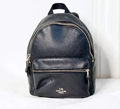 Auth COACH Mini Charlie Backpack | Black Pebbled Leather EUC • $49.99