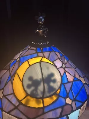 Rare Disney Store Vintage Mickey Minnie Kiss Tiffany Table Lamp Stained Glass • $499.99