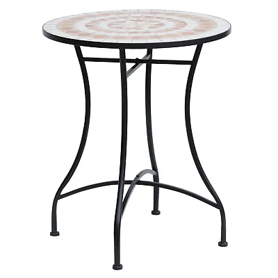 Outsunny Mosaic Table Round Ceramic Bistro Garden Furniture Side Bar Table Patio • £51.99