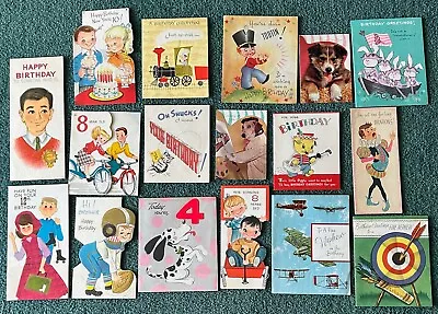 Vintage Greeting Cards Birthday Boy 17 Pc Lot 1950 Early 1960s • $12