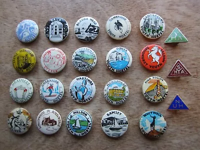 YHA Triangular Badges & 20 Hostel Badges • £3.50