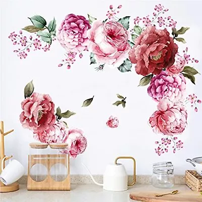 Peony Flower Wall Stickers 3d Pink Flowers Wall Decals Peel And Stick Removable  • $12.73