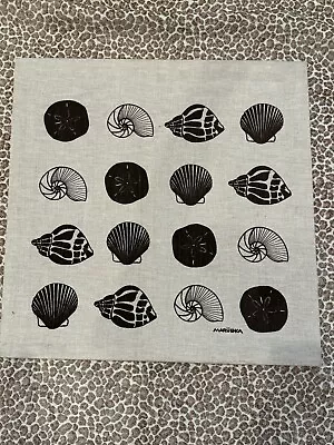 VTG Marushka Hand Printed Seashell Linen Stretched Art Print 21” X 21” Brown A5 • $79.99