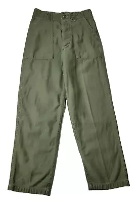 US Army Vintage 60s 70s Vietnam OG-107 Sateen Trousers Mens 28x29 8405 082 • $78.29