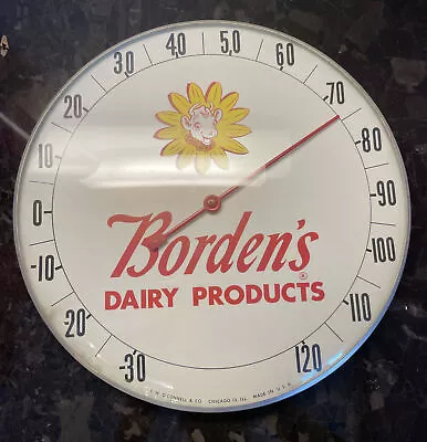 Vintage Borden's Elsie Dairy Products Cow Ice Cream Advertising Thermometer Sign • $699.99