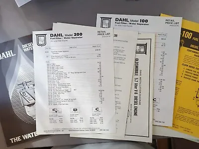Dahl Diesel Fuel Filter/Separator Sales Brochure Flyers Price List 1979 • $13.50