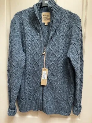 M&s Blue Mix North Coast Chunky Knit Full Zip Cardigan- Size Small-new With Tag • £24.99