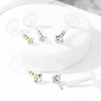 £4.19 • Buy Bioflex Crystal Labret Helix Ear Bar Earring Push Fit Clear Crystal In 2 OR 3MM