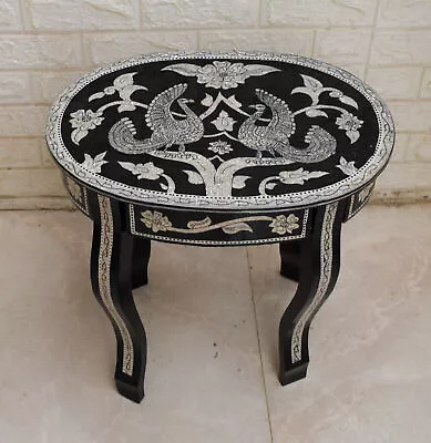 Moroccan Wood Side Coffee Oval Table Persian Design Mother Of Pearl Inlay • $220