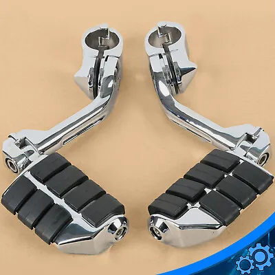 Chrome Long Motorcycle Highway Foot Pegs For Harley Road King 1-1/4  Bars • $37.20