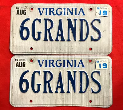 Virginia License Plate Pair 6GRANDS .... Expired / Vanity / Personalized • $12.95