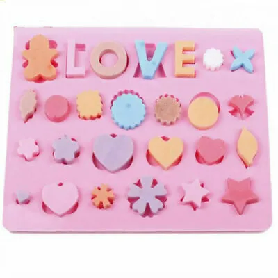 Love Heart Star Leaves Silicone Mould Chocolate Fondant Jelly Ice Cube Mold • £2.96