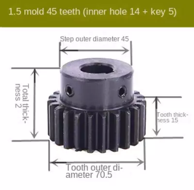 10pc 1.5 Mold 45 Tooth Hole 14 Key 5 Bump Gear Motor Gear Spur Gear With Step • $448.55