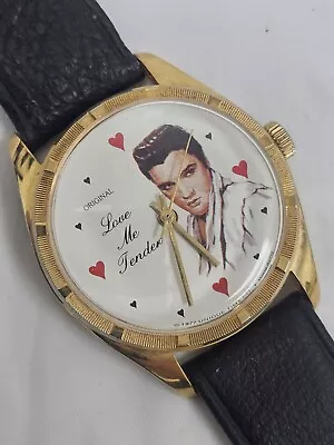 Vintage 1977 Elvis Presley “Love Me Tender” Gold Manual Watch Running • $49.99