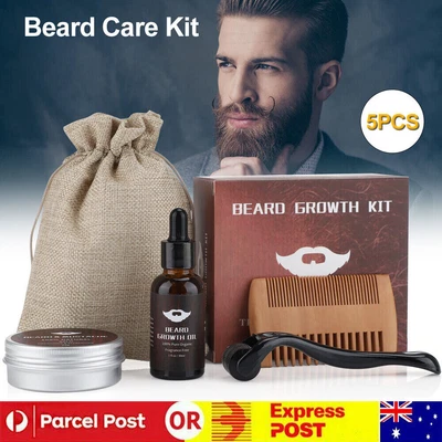 $21.69 • Buy Beard Growth Kit - Derma Roller, Beard Growth Serum Oil, Balm, Comb Gift For Men