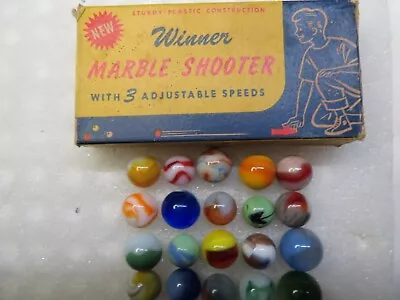 Vintage EMPTY Marble Shooter Box. And 20 Mixed Marbles. • $5