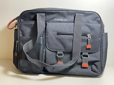 EDDIE BAUER  Black Shoulder Messenger Travel Laptop Bag Black/Burnt Orange • $21.99