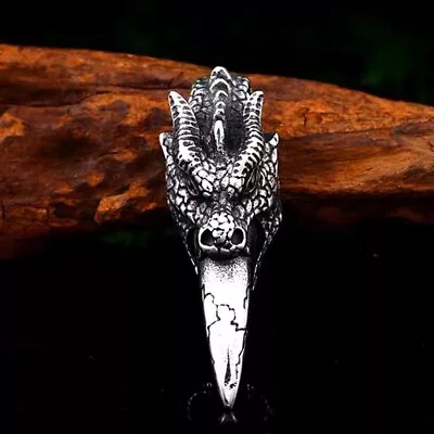 Silver Dragon Tooth Pendant Necklace Men's Punk Biker Jewelry Chain 24  Gift • $9.99