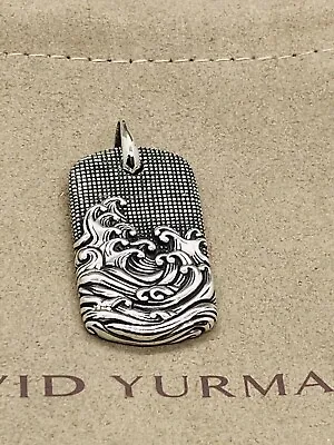 David Yurman 35 MM Waves Dog Tag Amulet Pendant 925 Silver  • $285