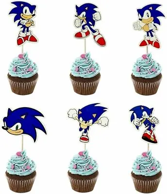 $6.02 • Buy 24 Pcs Sonic The Hedgehog Cake Picks Cupcake Toppers Birthday Party Decoration