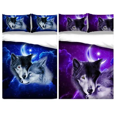 Wolf Animal Print Duvet Quilt Cover Bedding Set Single Double Queen Bed Linen 3D • $54.22