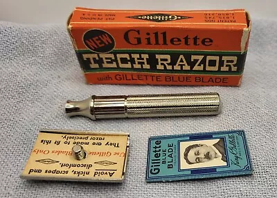 Vintage Gillette Tech Orange Box Set Pre-War Unused Safety Razor Nickel  • $45.99